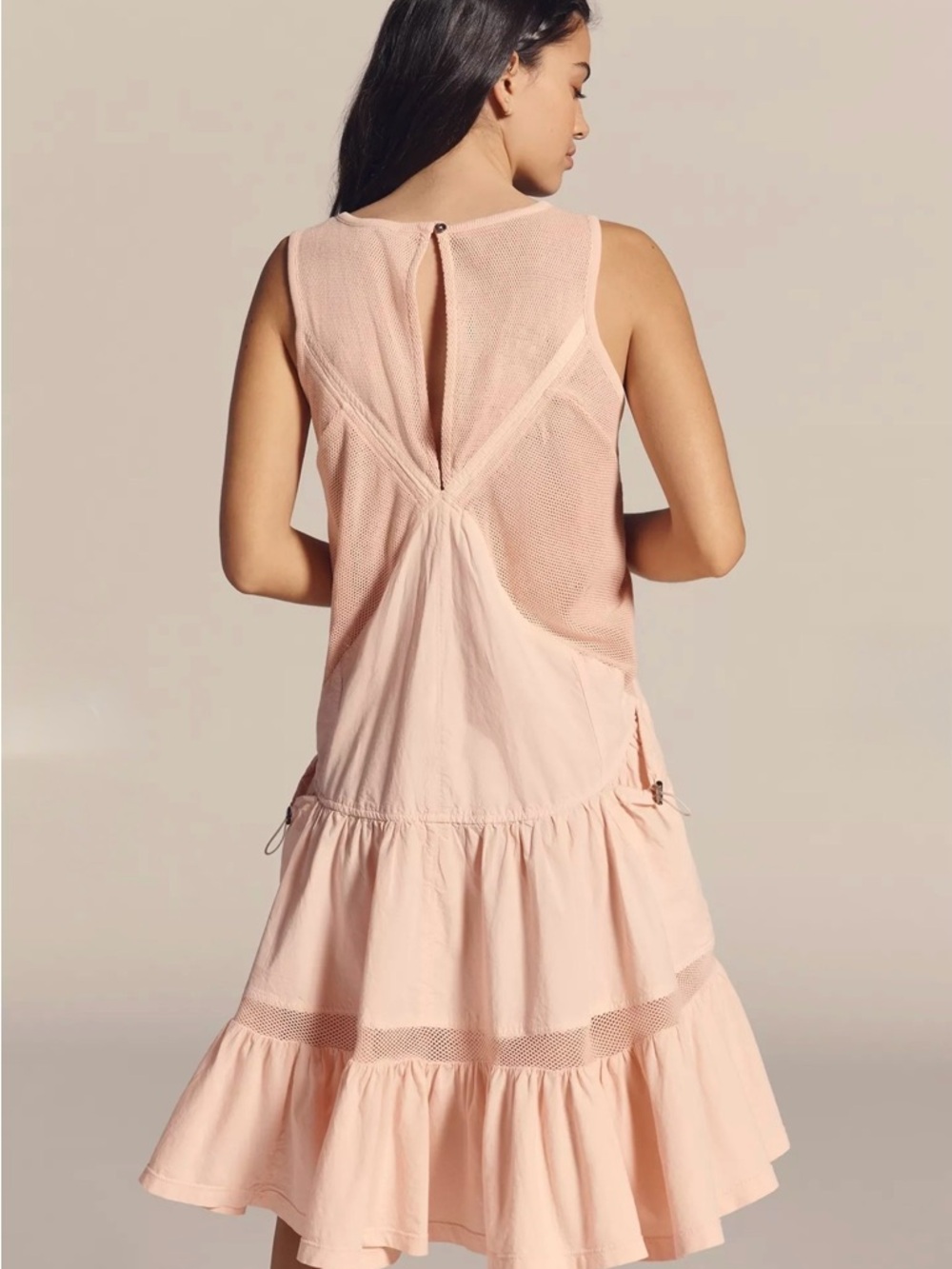 ANTHROPOLOGIE Daily Practice Hill Up Tiered Midi Dress Pink Size Medium NWT - Picture 4 of 6